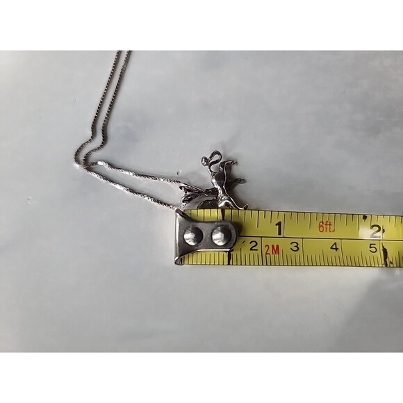 925 Sterling Silver Unicorn Pendant Necklace Vintage - Picture 8 of 10